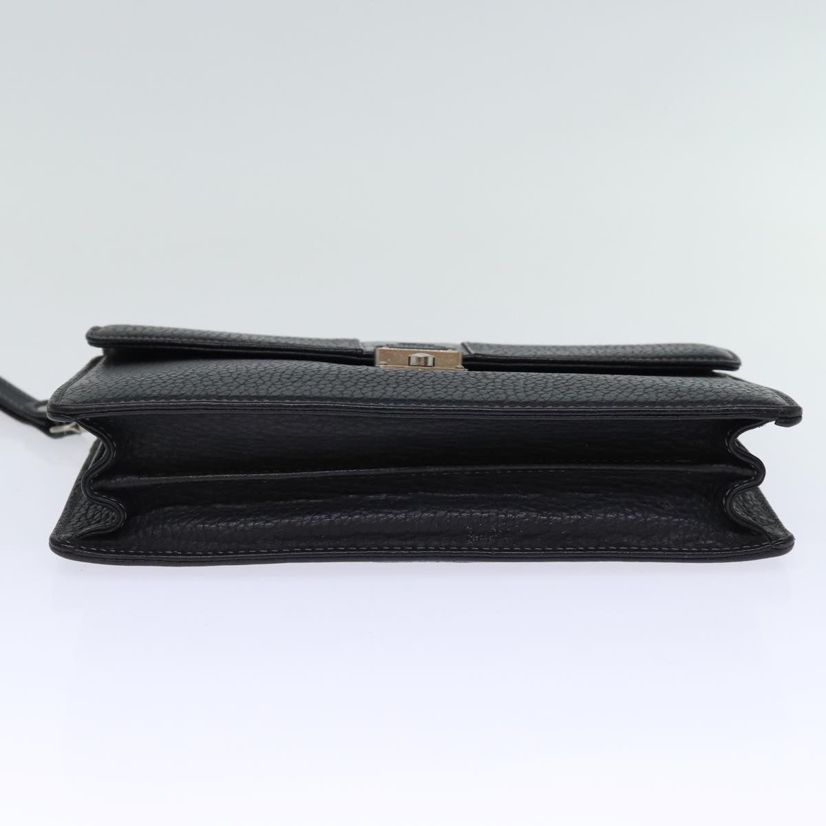 BURBERRYSs Clutch Bag Leather Black Auth bs13915