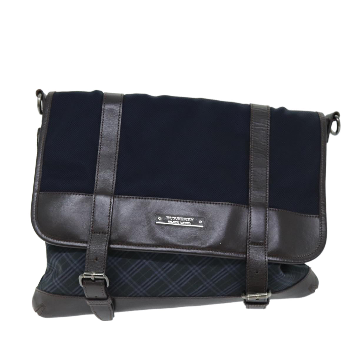 BURBERRY Black label Shoulder Bag Canvas Navy Auth bs13922