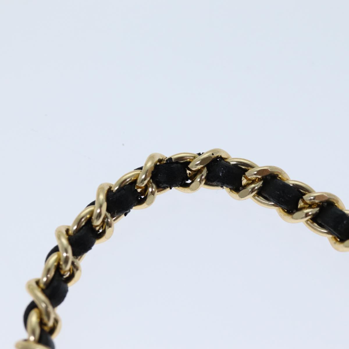 CHANEL Perfume N�‹19 Necklace Metal Leather Gold Black CC Auth bs13938