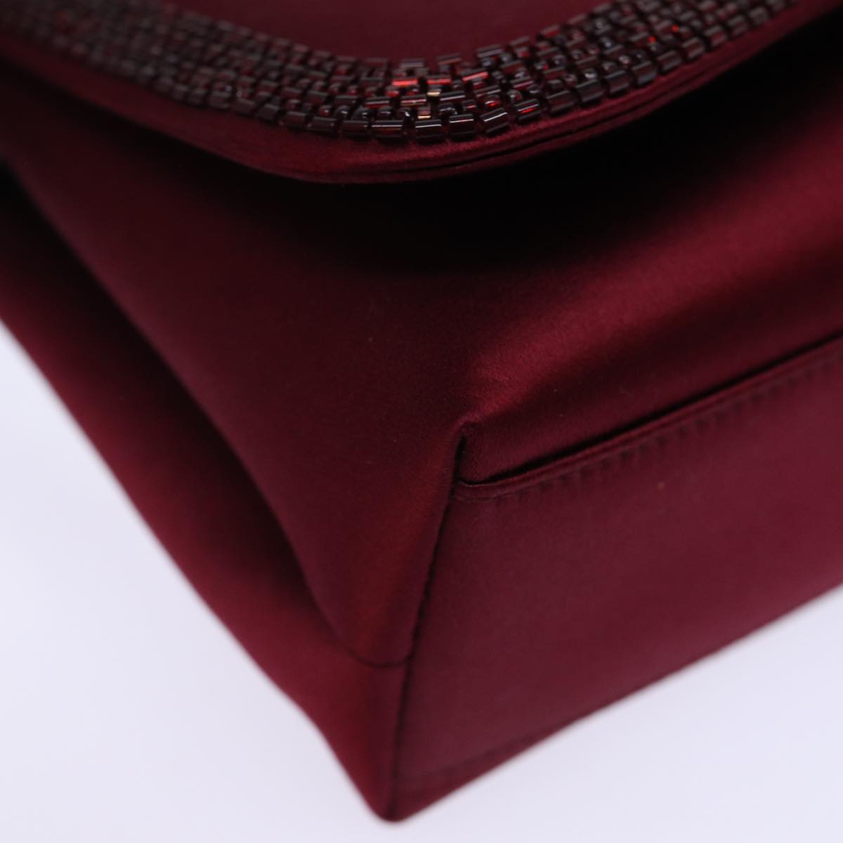 CHANEL Shoulder Bag Satin Red CC Auth bs13944