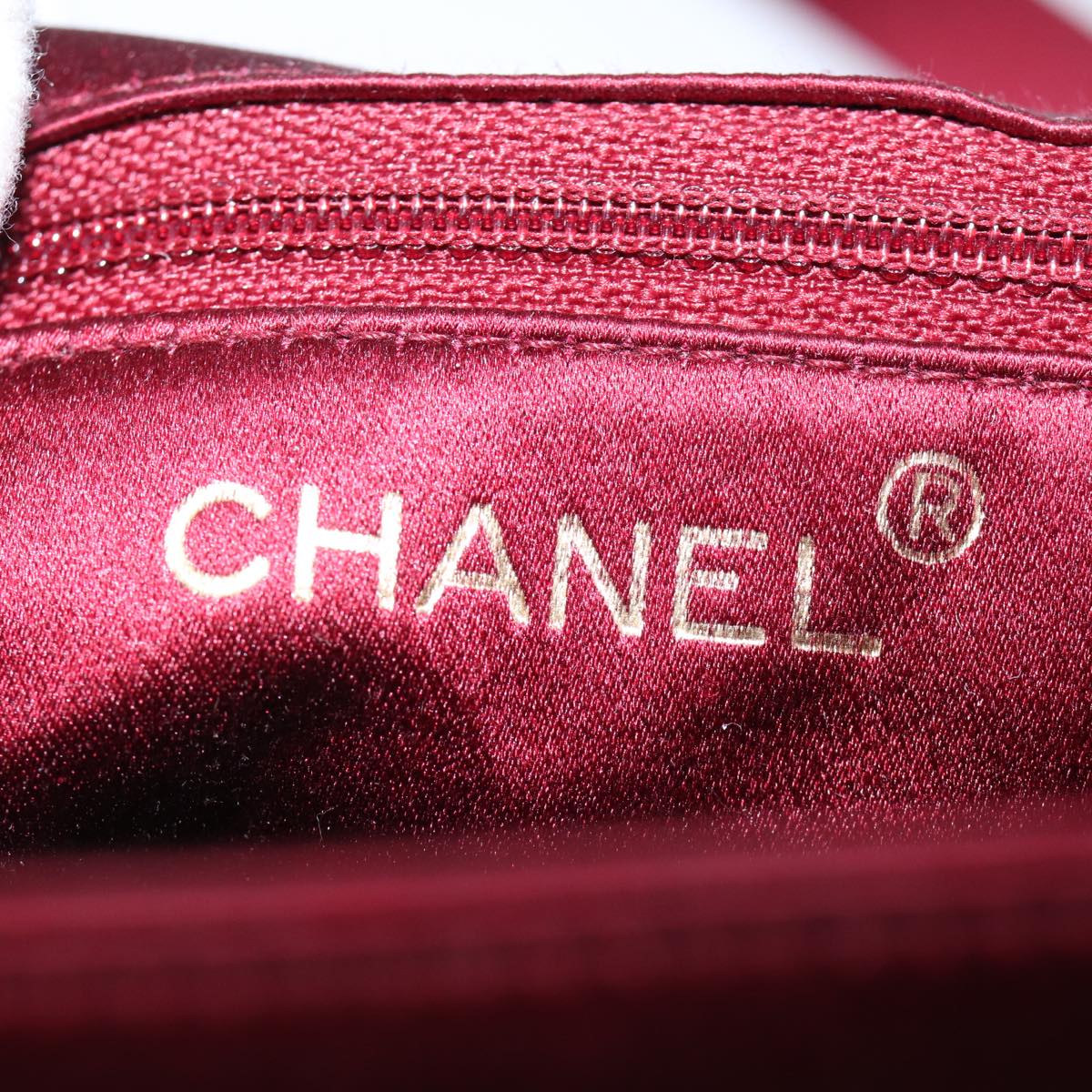 CHANEL Shoulder Bag Satin Red CC Auth bs13944