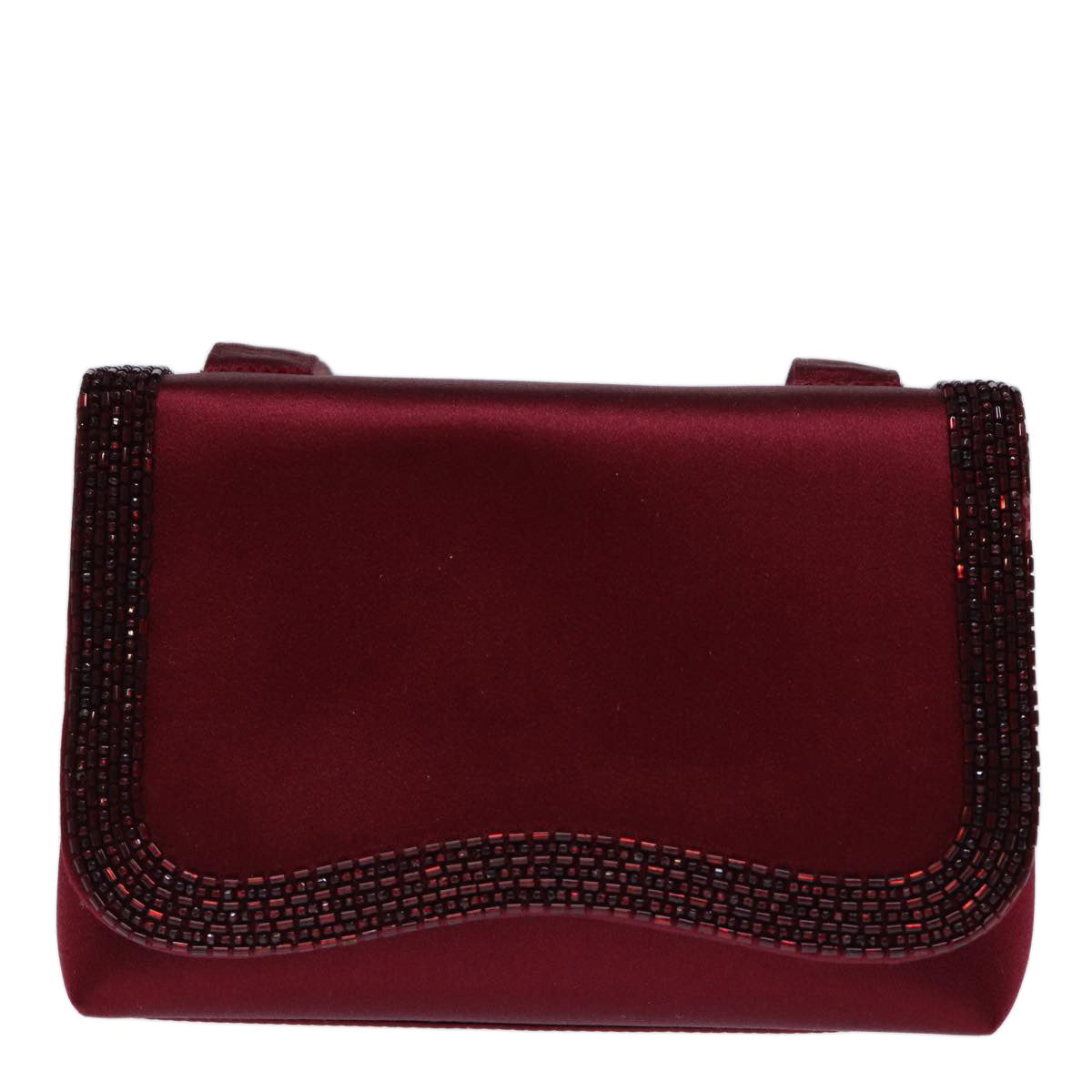 CHANEL Shoulder Bag Satin Red CC Auth bs13944