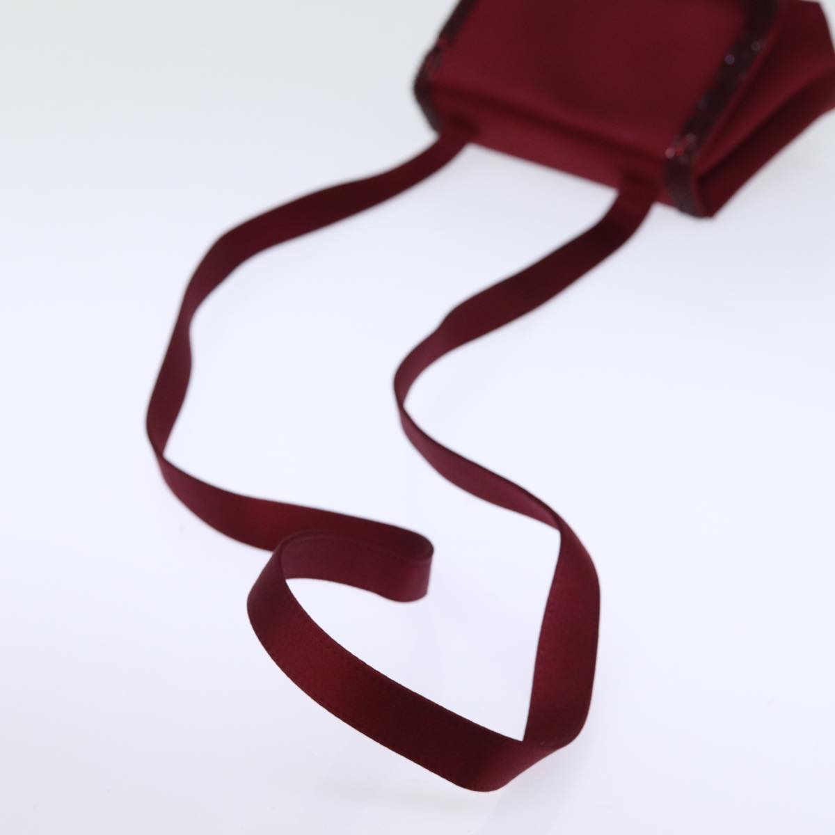 CHANEL Shoulder Bag Satin Red CC Auth bs13944
