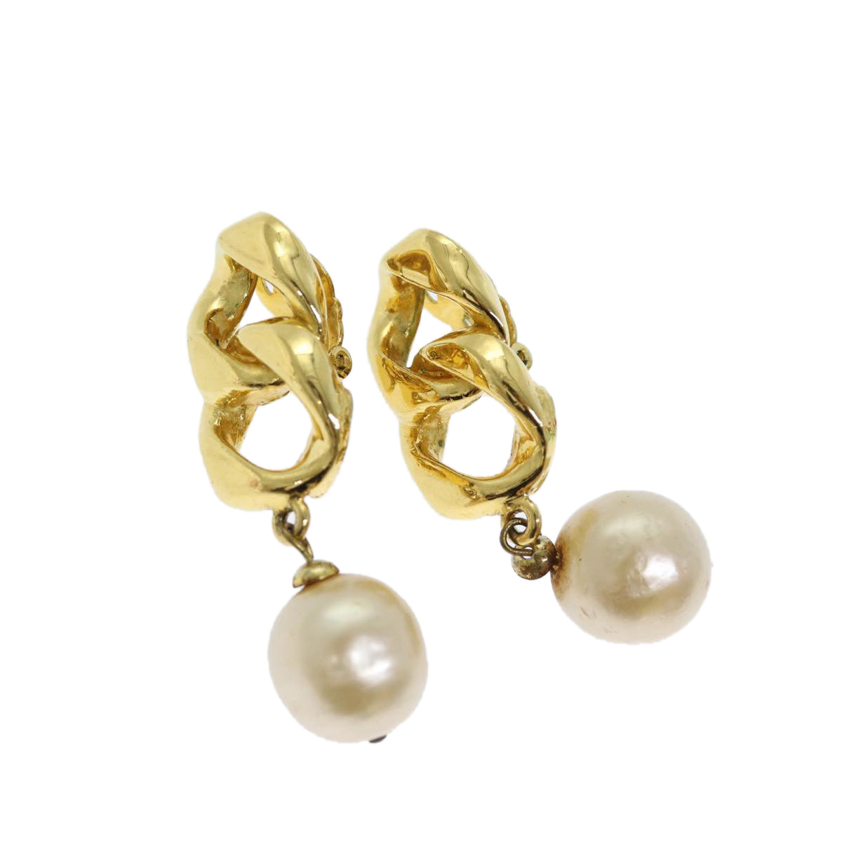 Top Quality Chanel Earring metal Gold CC Auth bs13982