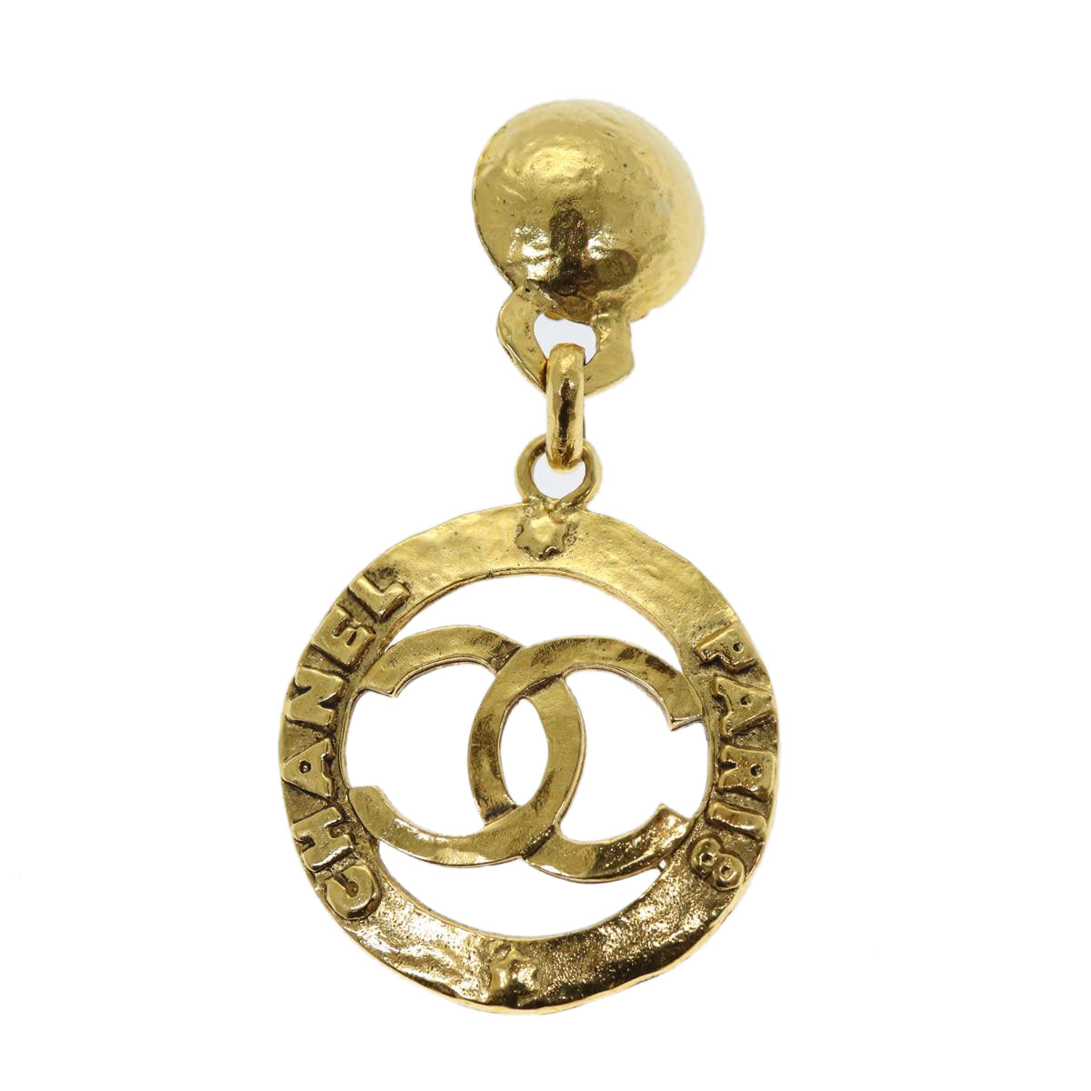 Top Quality Chanel Earring Metal One Side Only Gold CC Auth bs13983