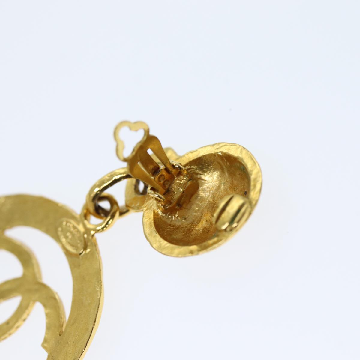 Top Quality Chanel Earring Metal One Side Only Gold CC Auth bs13983