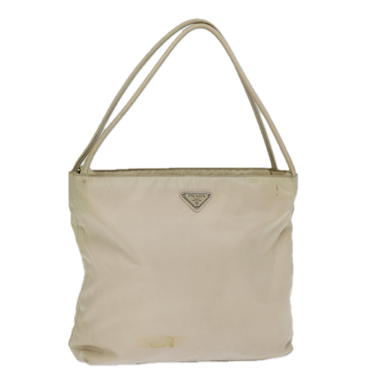 PRADA Tote Bag Nylon Beige Cream Auth bs14045
