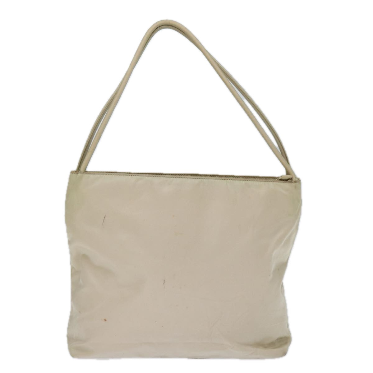 PRADA Tote Bag Nylon Beige Cream Auth bs14045