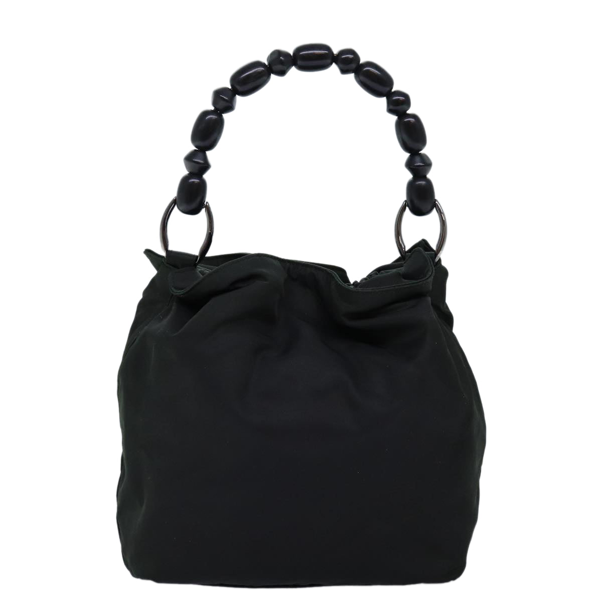 CHRISTIAN DIOR Maris Pearl Hand Bag Nylon Khaki Auth bs14059
