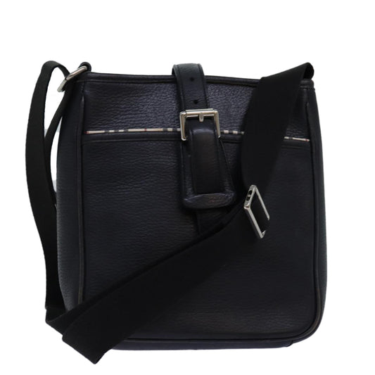 BURBERRY Shoulder Bag Leather Black Auth bs14162