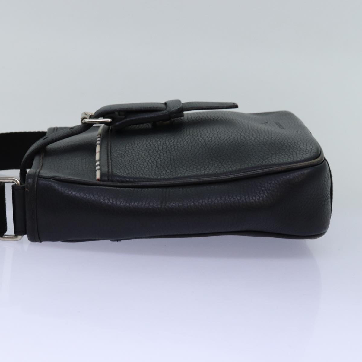 BURBERRY Shoulder Bag Leather Black Auth bs14162