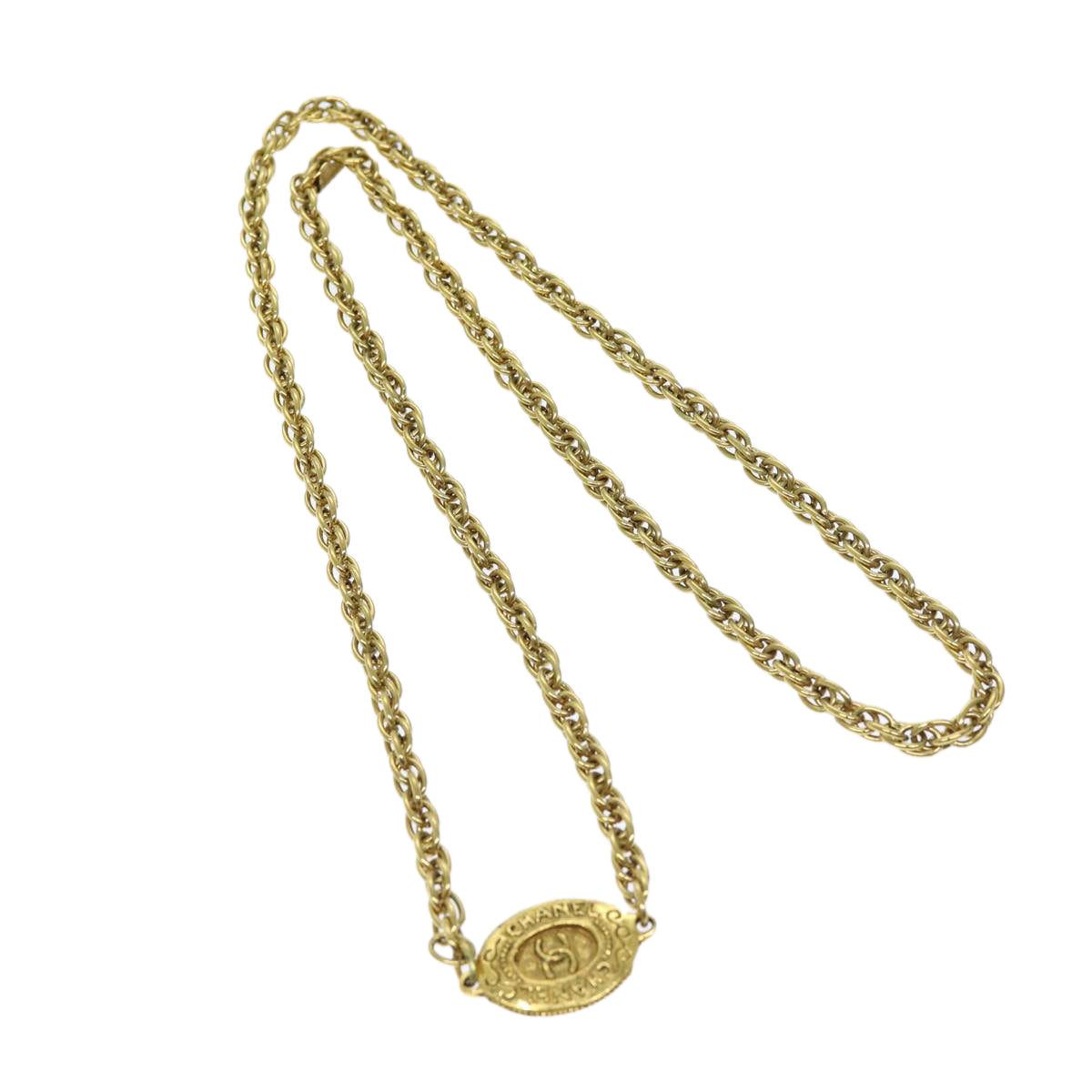 Top Quality Chanel Necklace Metal Gold CC Auth bs14195