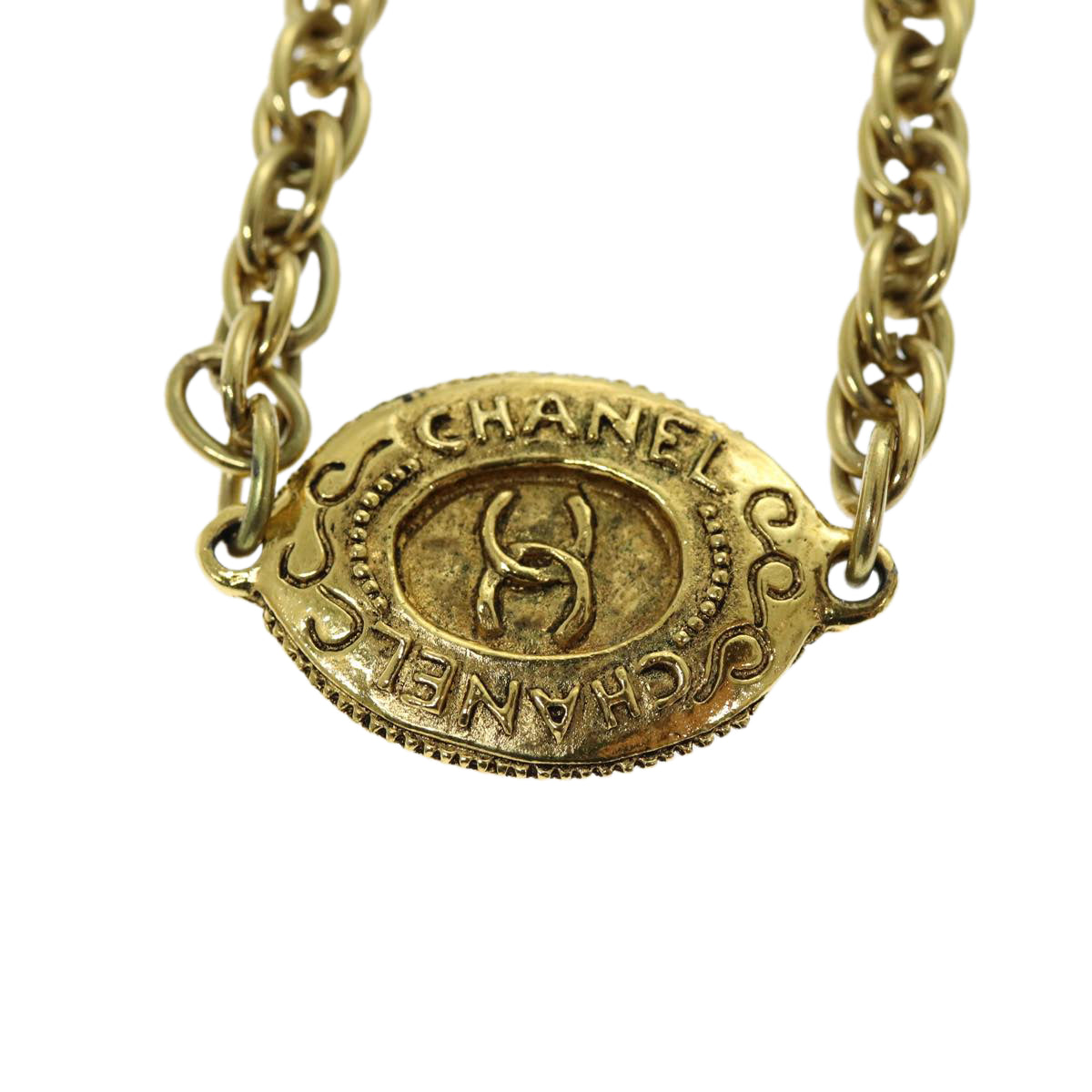 Top Quality Chanel Necklace Metal Gold CC Auth bs14195