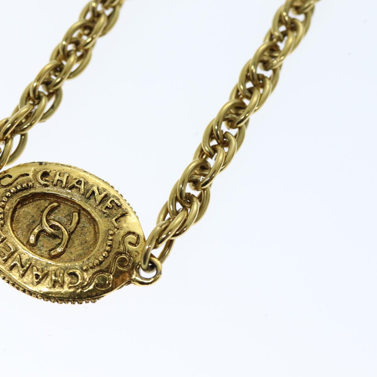 Top Quality Chanel Necklace Metal Gold CC Auth bs14195