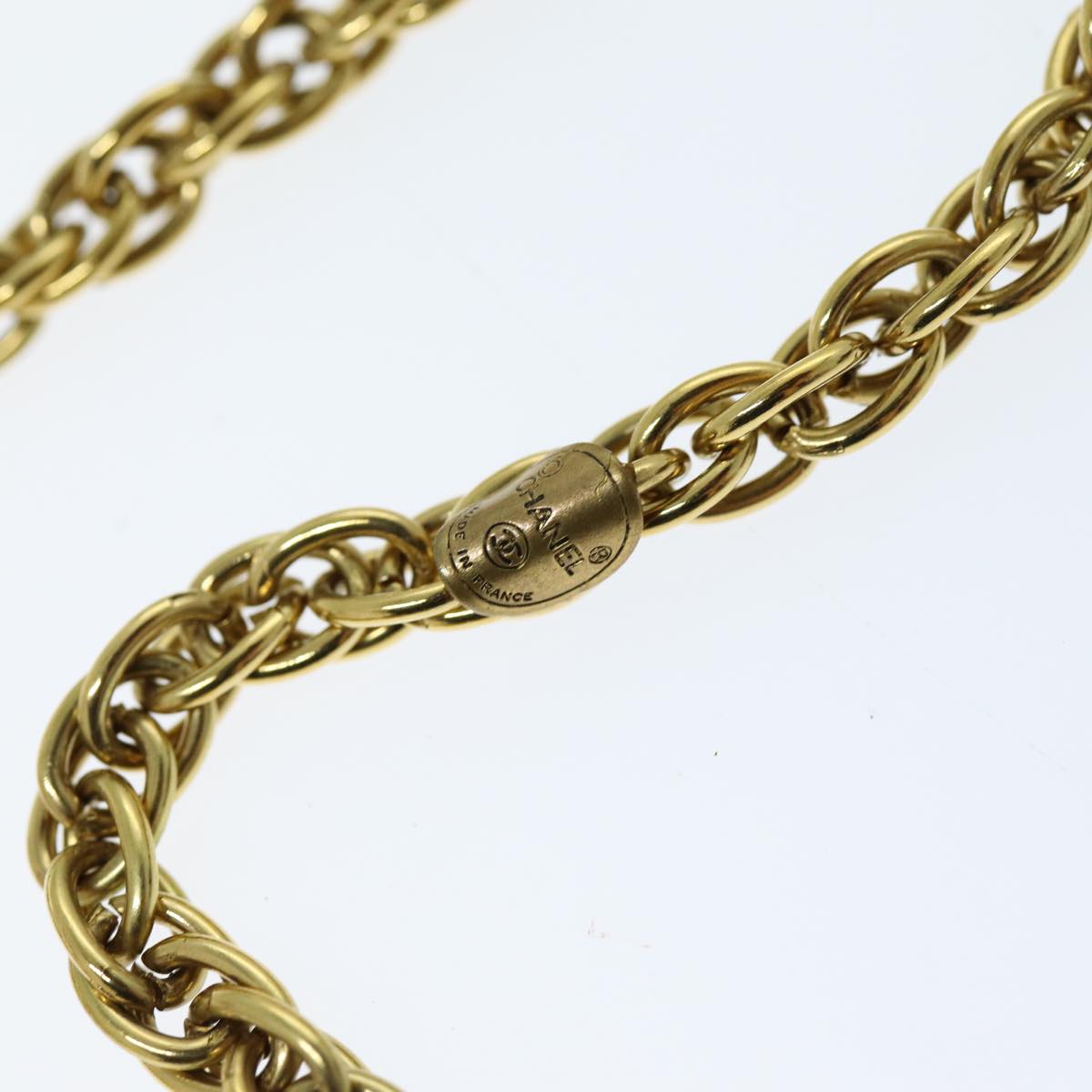 Top Quality Chanel Necklace Metal Gold CC Auth bs14195