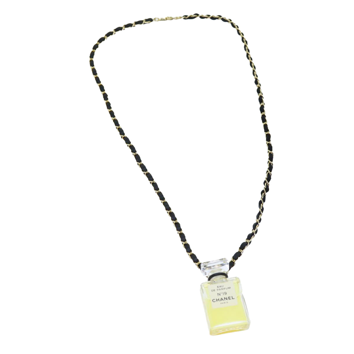 CHANEL Perfume Necklace Clear CC Auth bs14238