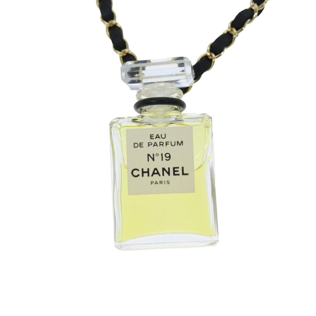 CHANEL Perfume Necklace Clear CC Auth bs14238