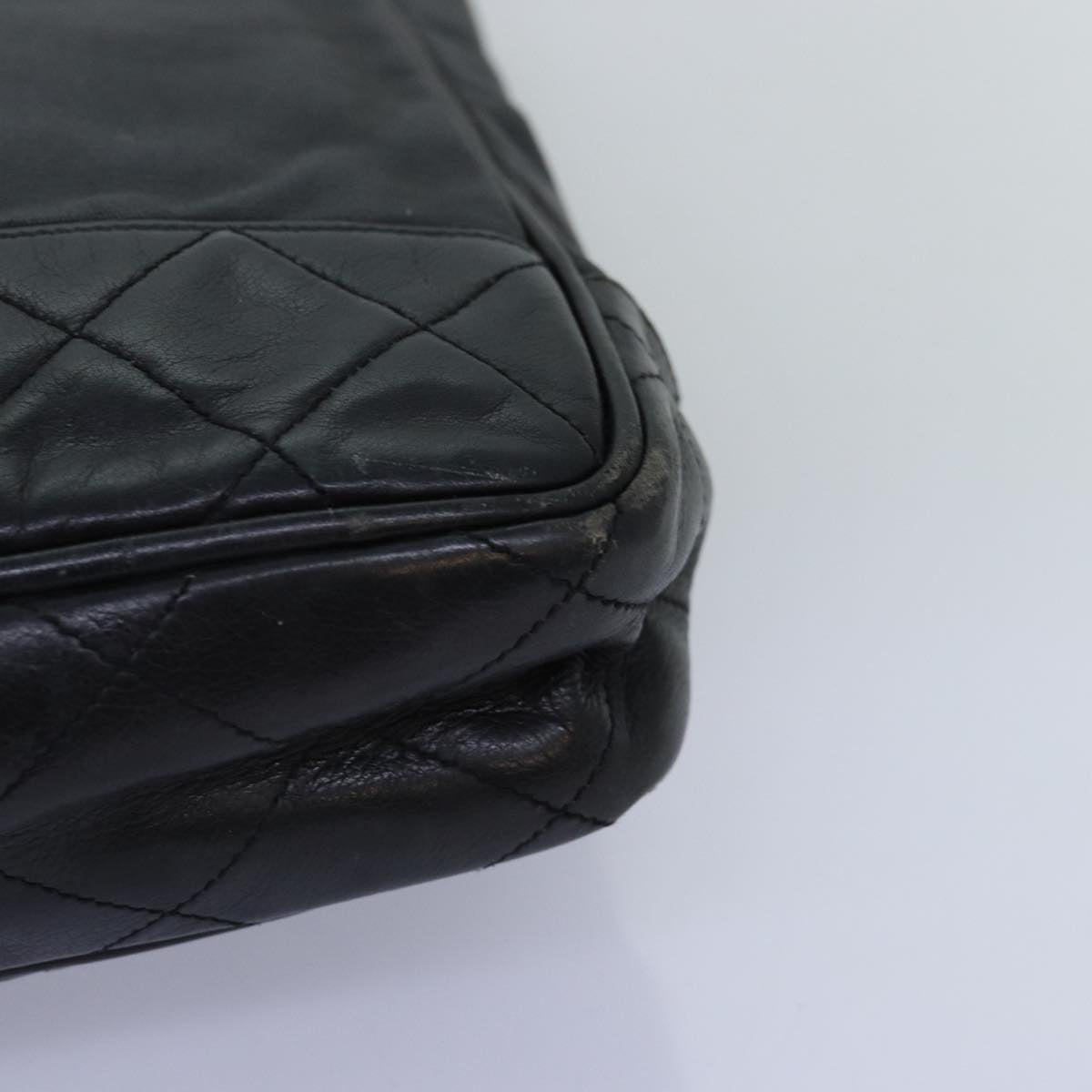 Top Quality Chanel Matelasse Chain Shoulder Bag Canvas Leather Black CC Auth bs14243