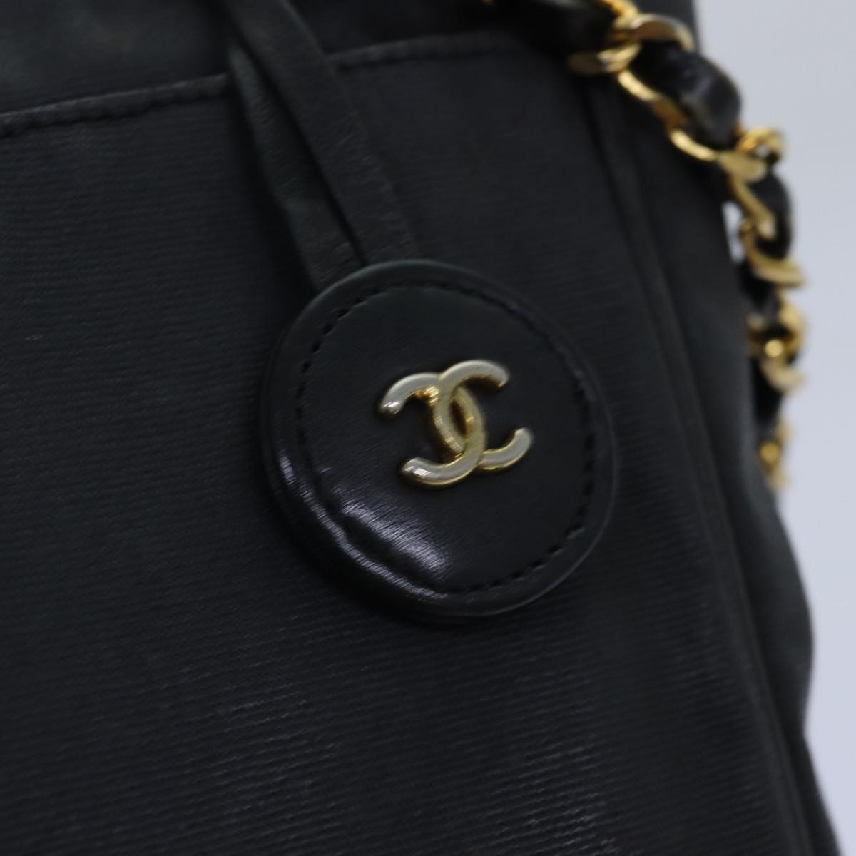 Top Quality Chanel Matelasse Chain Shoulder Bag Canvas Leather Black CC Auth bs14243
