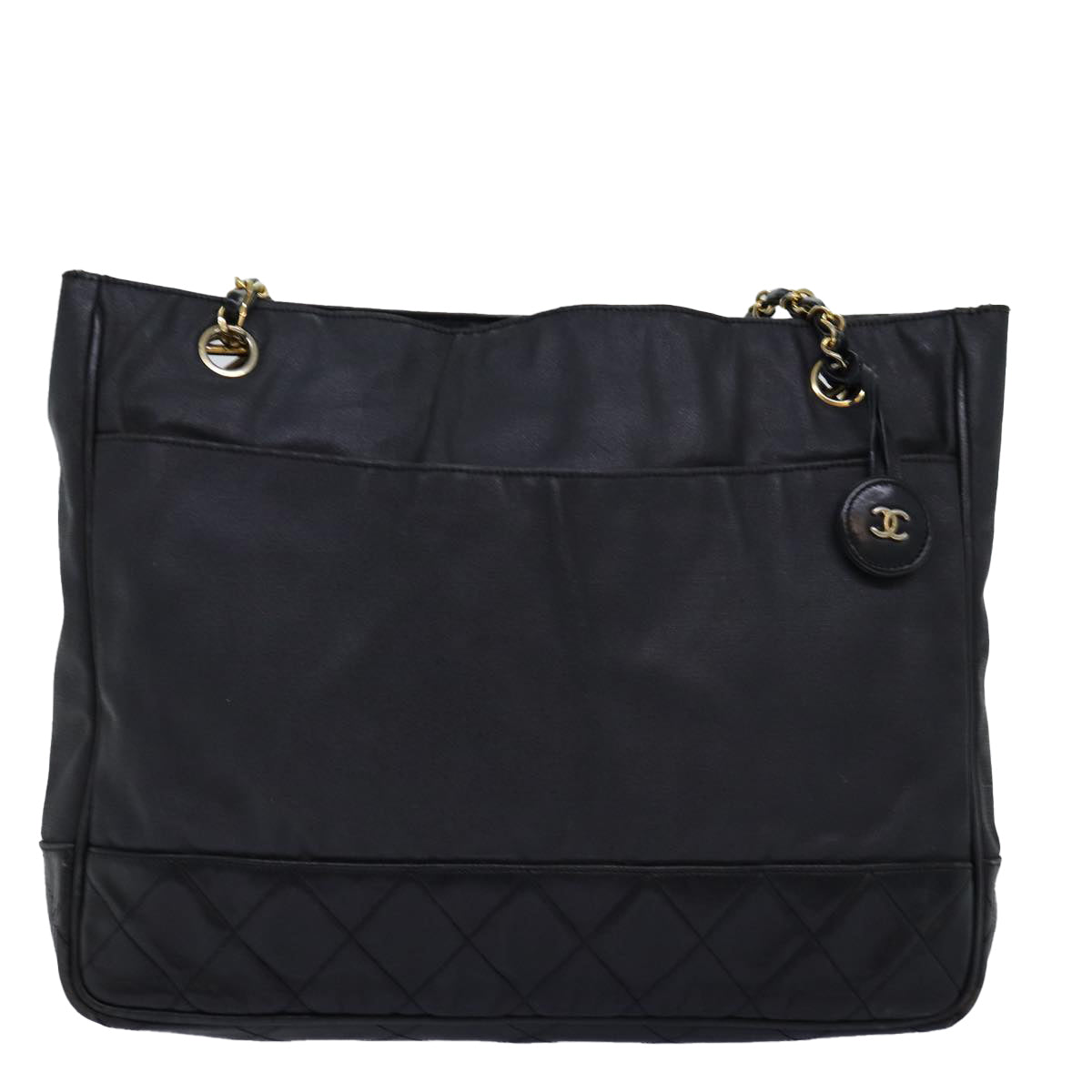 Top Quality Chanel Matelasse Chain Shoulder Bag Canvas Leather Black CC Auth bs14243