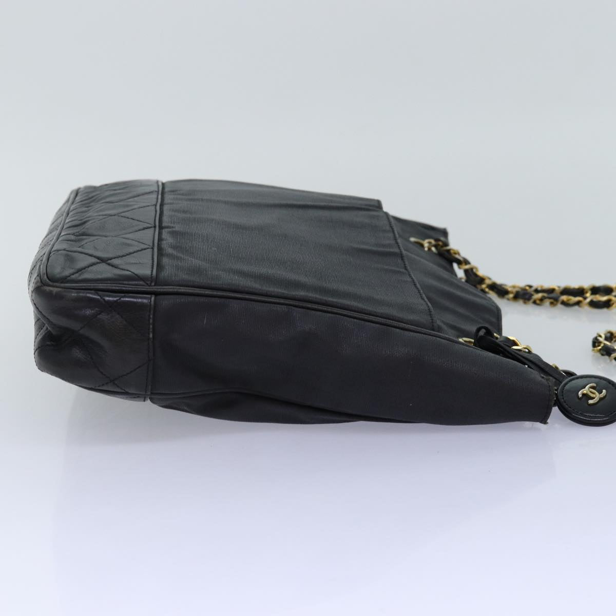 Top Quality Chanel Matelasse Chain Shoulder Bag Canvas Leather Black CC Auth bs14243