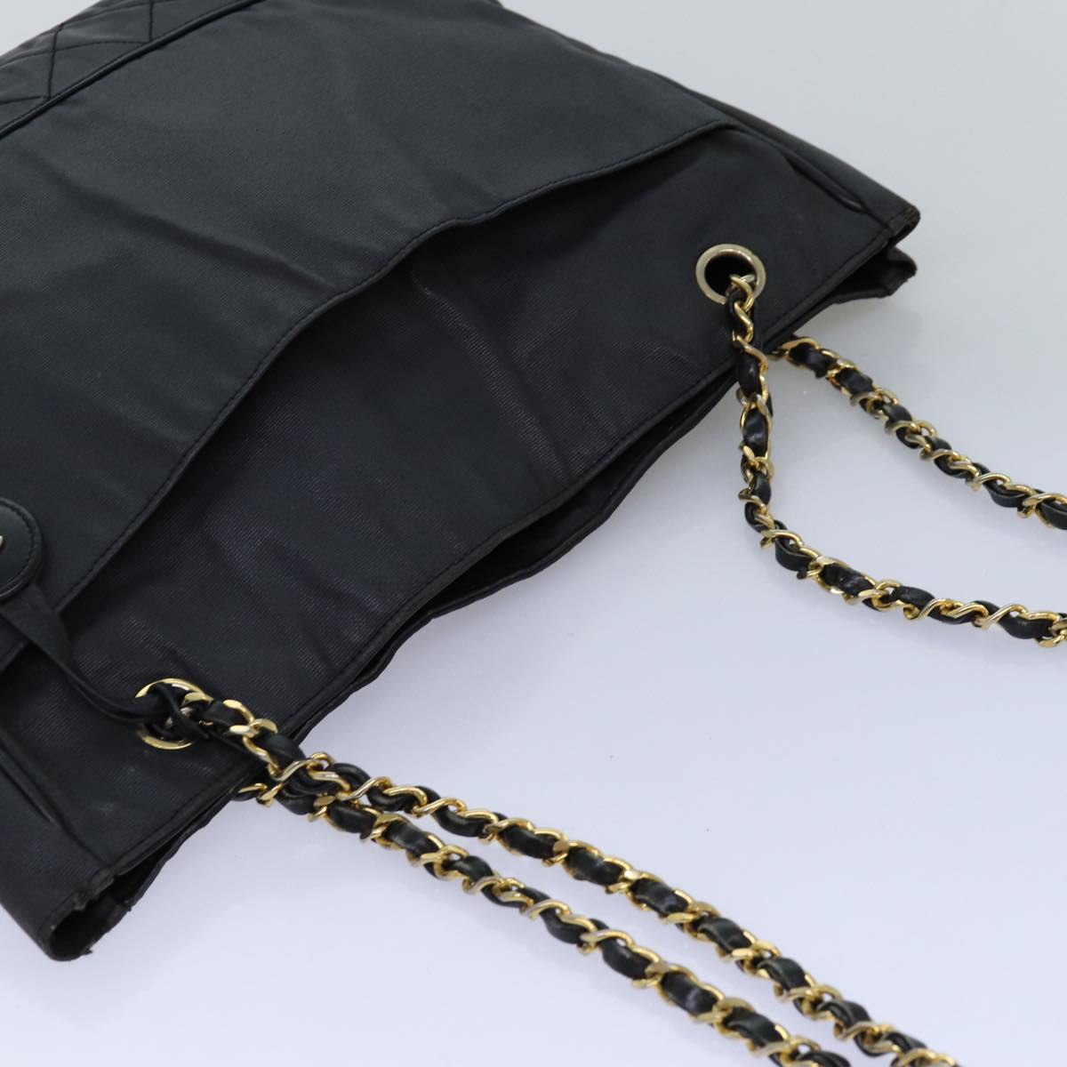 Top Quality Chanel Matelasse Chain Shoulder Bag Canvas Leather Black CC Auth bs14243