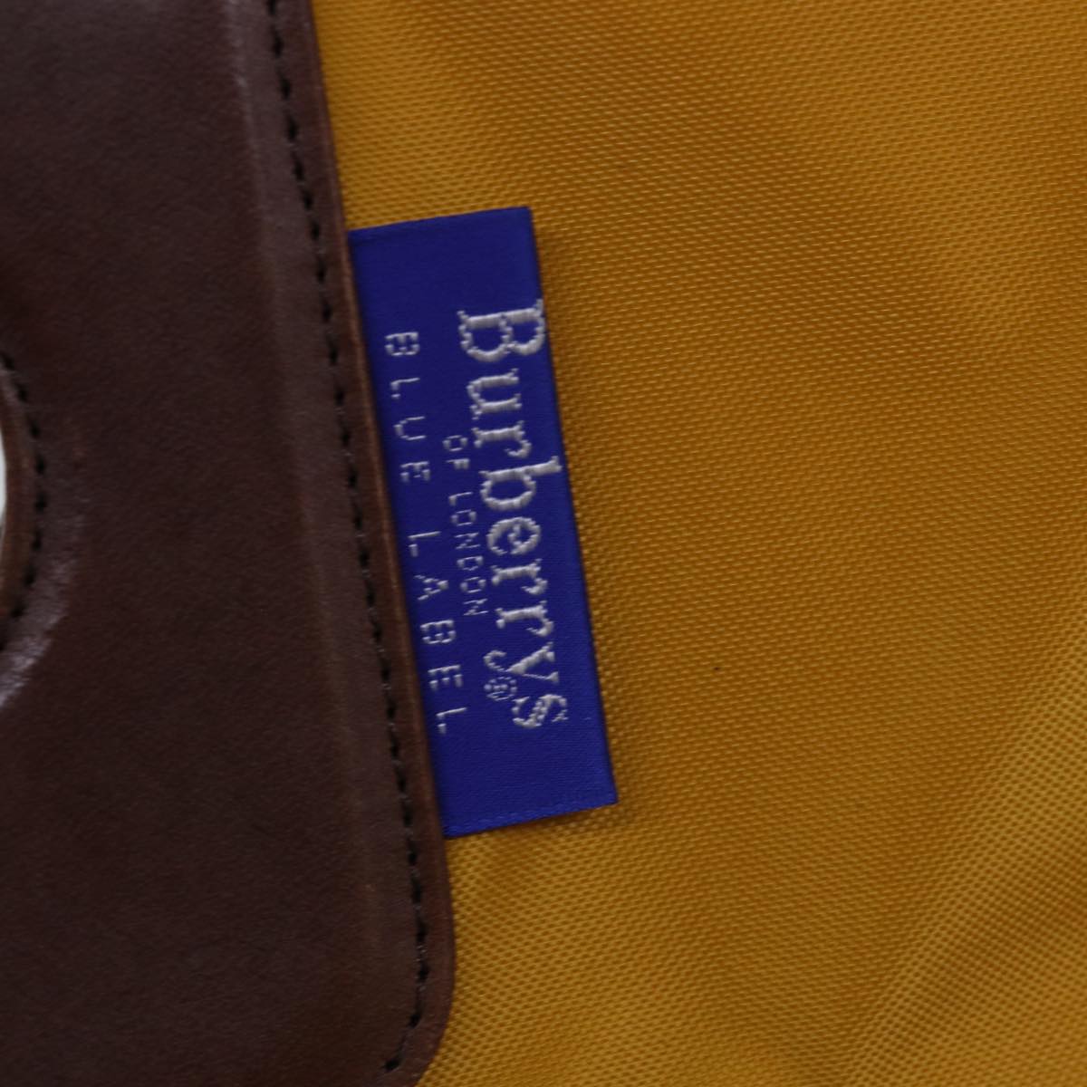 BURBERRYSs Nova Check Blue Label Hand Bag Nylon Yellow Auth bs14254