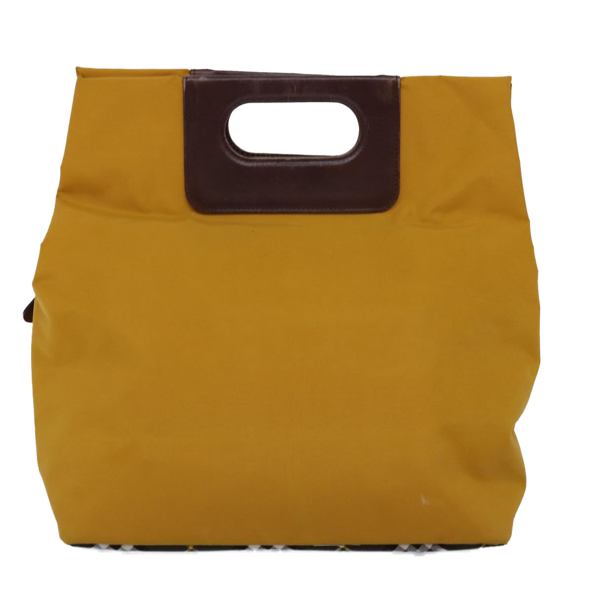 BURBERRYSs Nova Check Blue Label Hand Bag Nylon Yellow Auth bs14254