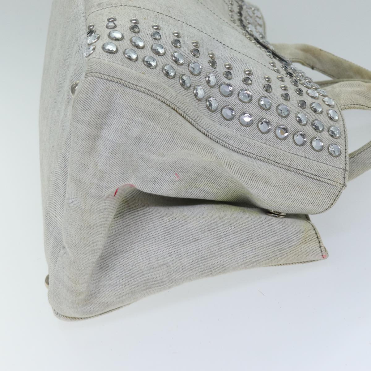 PRADA Bijoux Canapa MM Hand Bag Canvas 2way Gray Auth bs14279