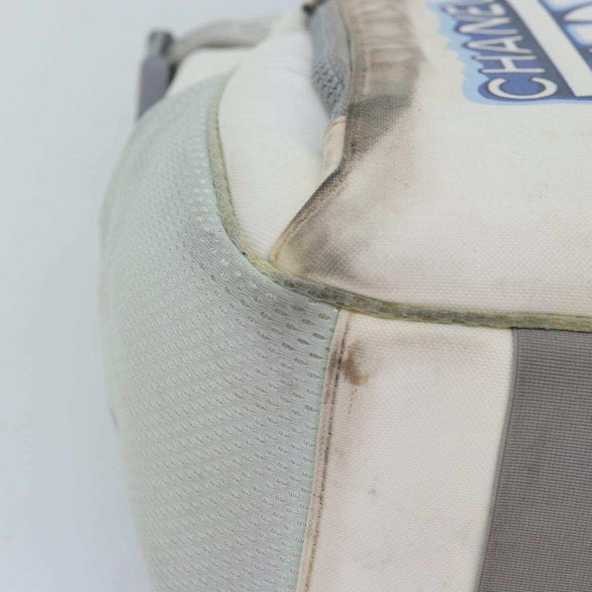 CHANEL Tote Bag Nylon White CC Auth bs14294