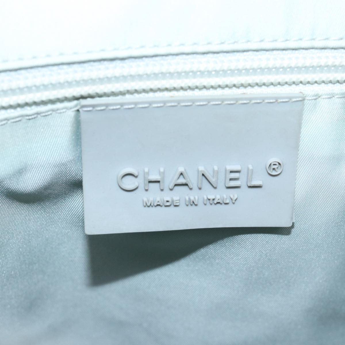 CHANEL Tote Bag Nylon White CC Auth bs14294