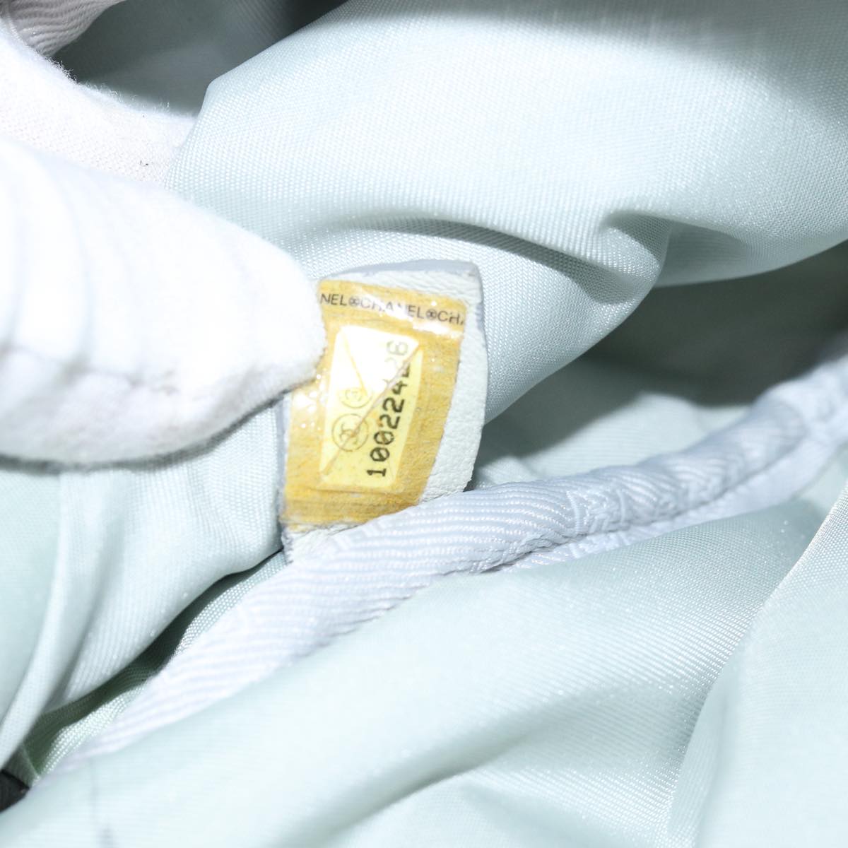 CHANEL Tote Bag Nylon White CC Auth bs14294