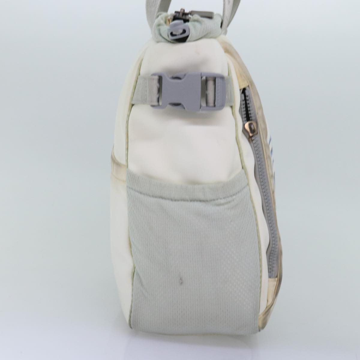 CHANEL Tote Bag Nylon White CC Auth bs14294