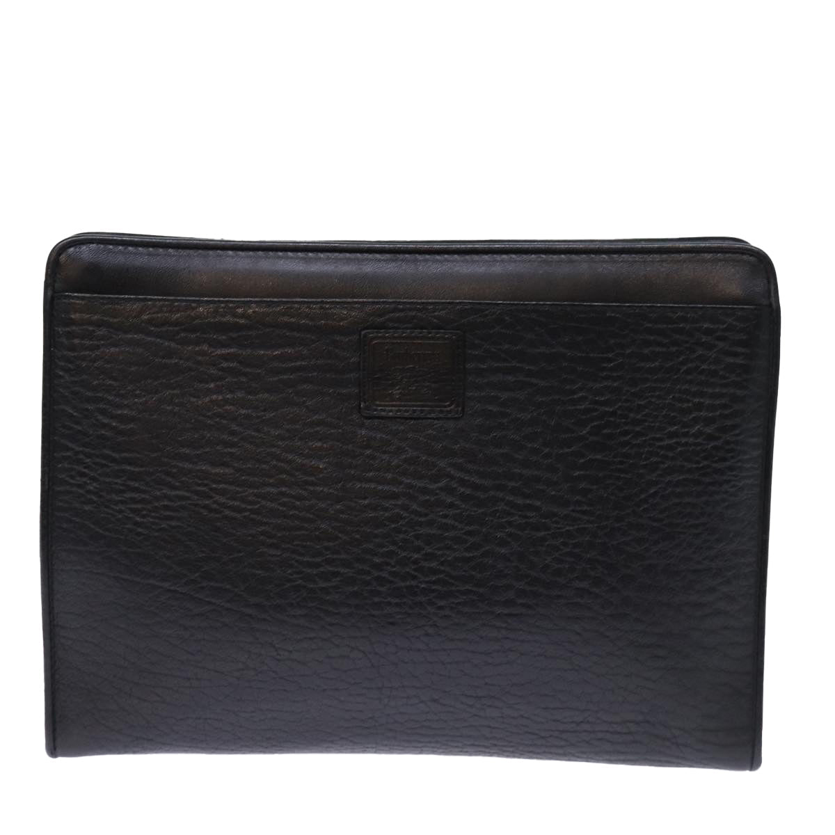 BURBERRYSs Clutch Bag Leather Black Auth bs14320