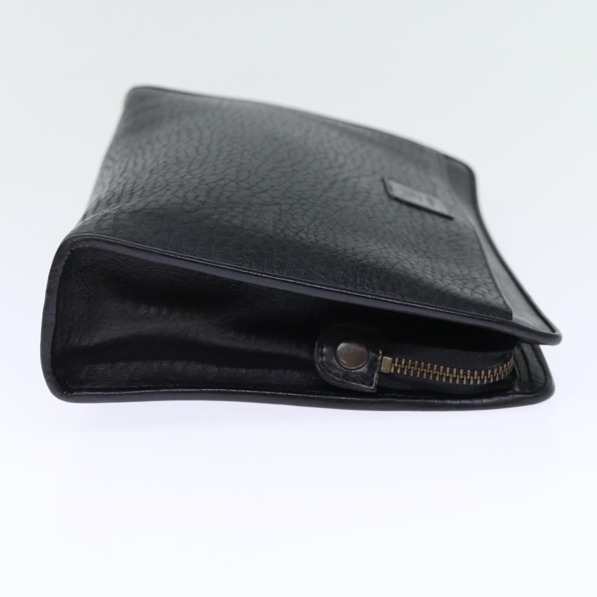 BURBERRYSs Clutch Bag Leather Black Auth bs14320