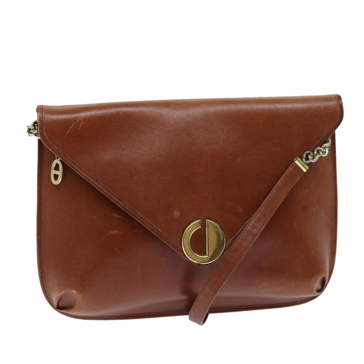 CHRISTIAN DIOR Shoulder Bag Leather Brown Auth bs14405