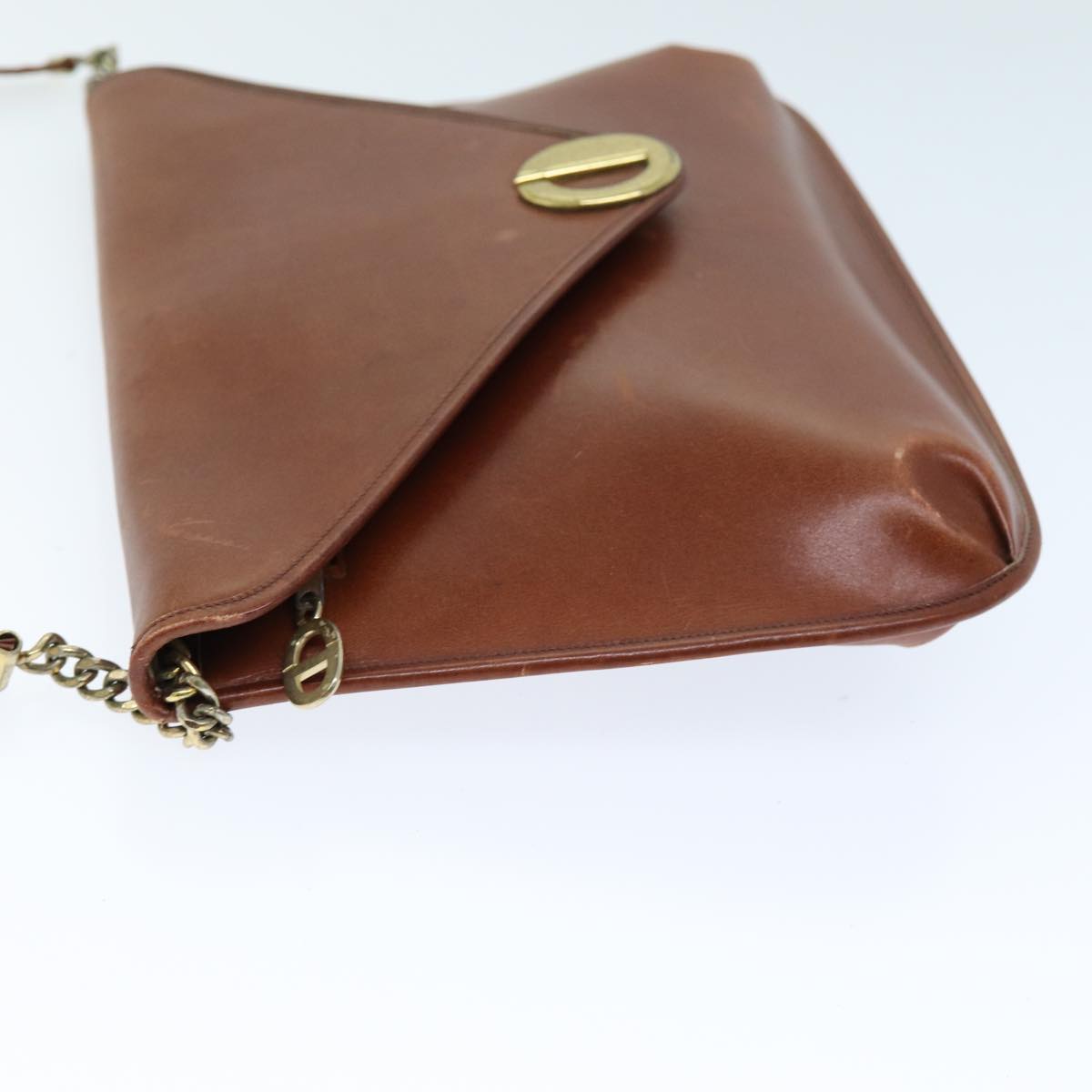 CHRISTIAN DIOR Shoulder Bag Leather Brown Auth bs14405