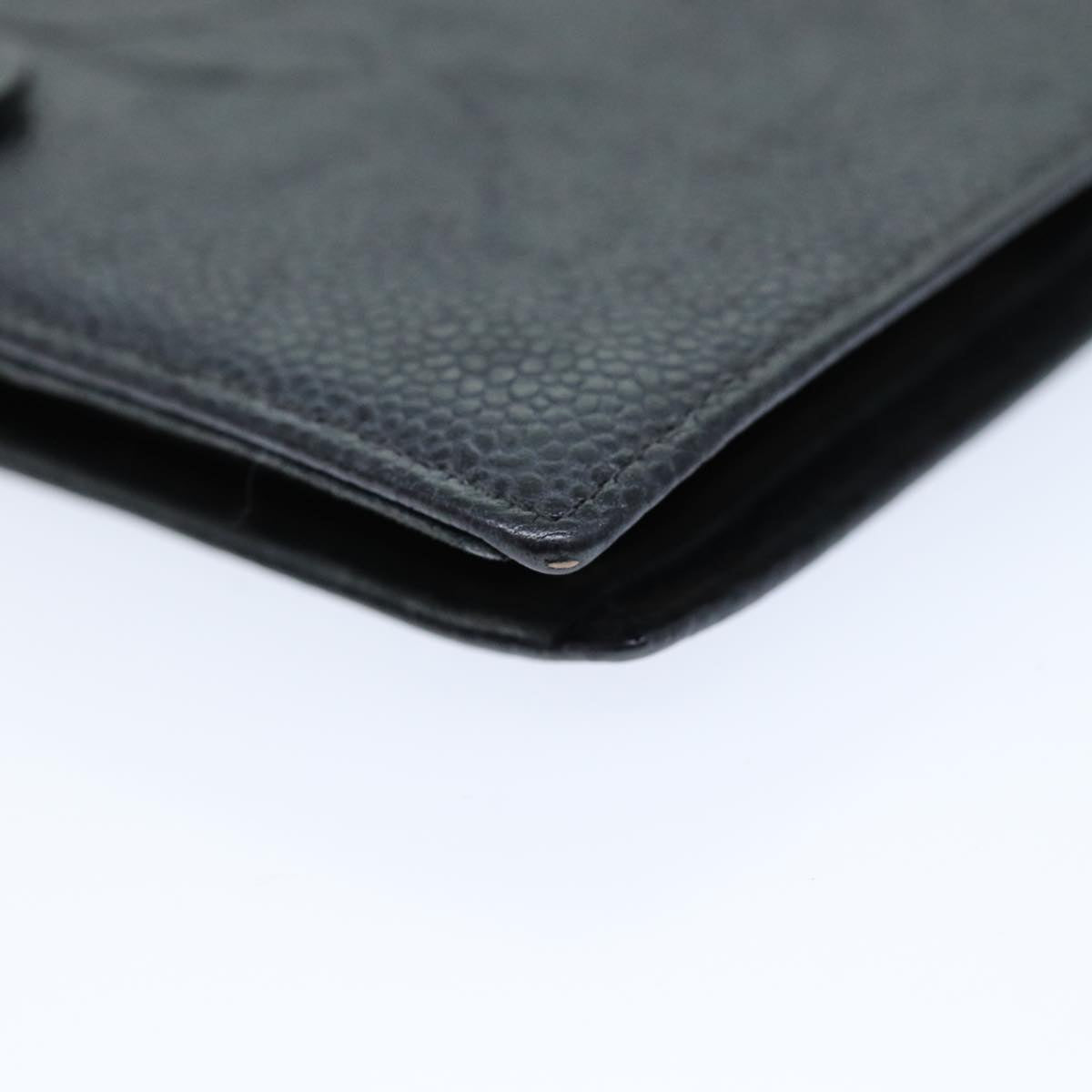 Top Quality Chanel COCO Mark Wallet Caviar Skin Black CC Auth bs14452
