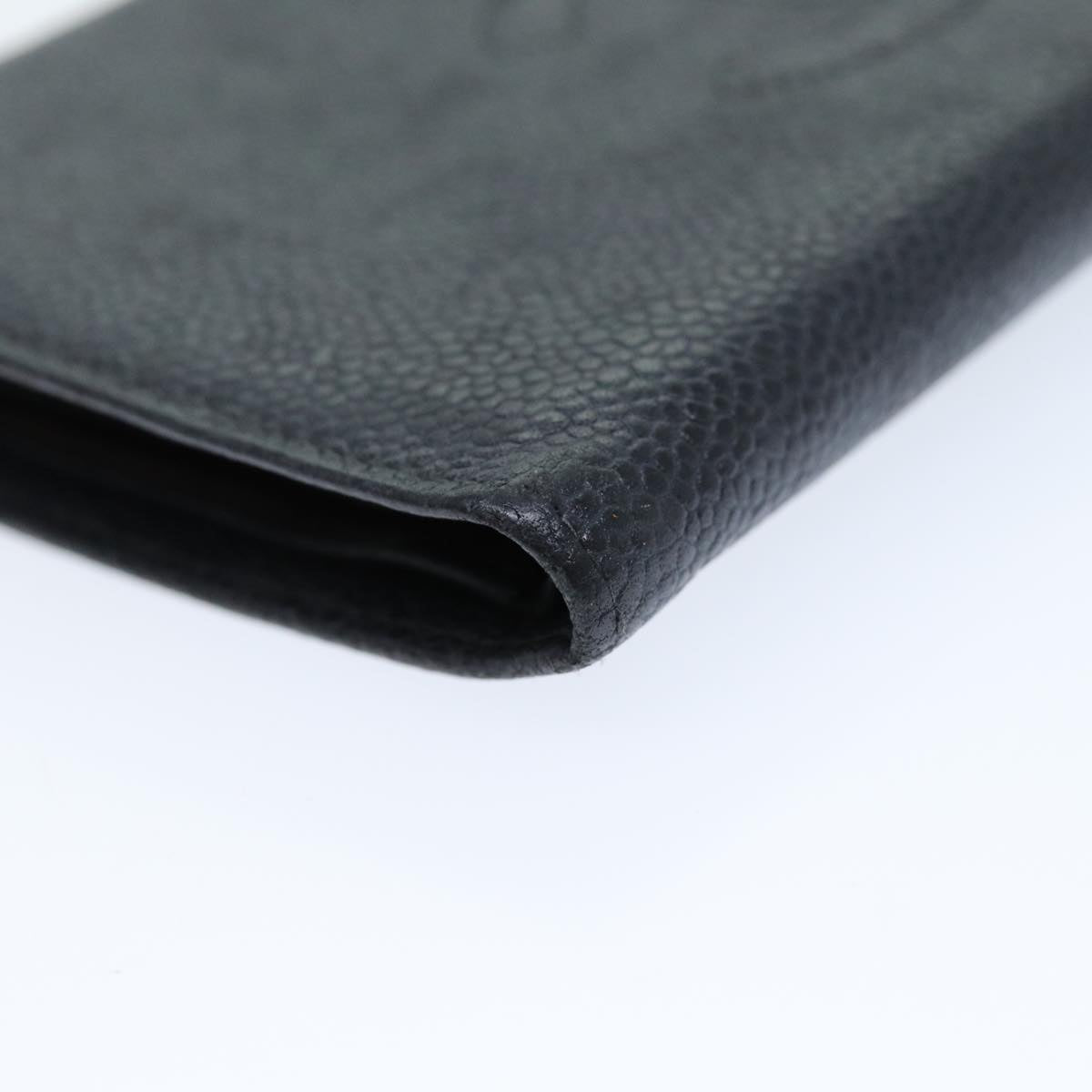 Top Quality Chanel COCO Mark Wallet Caviar Skin Black CC Auth bs14452