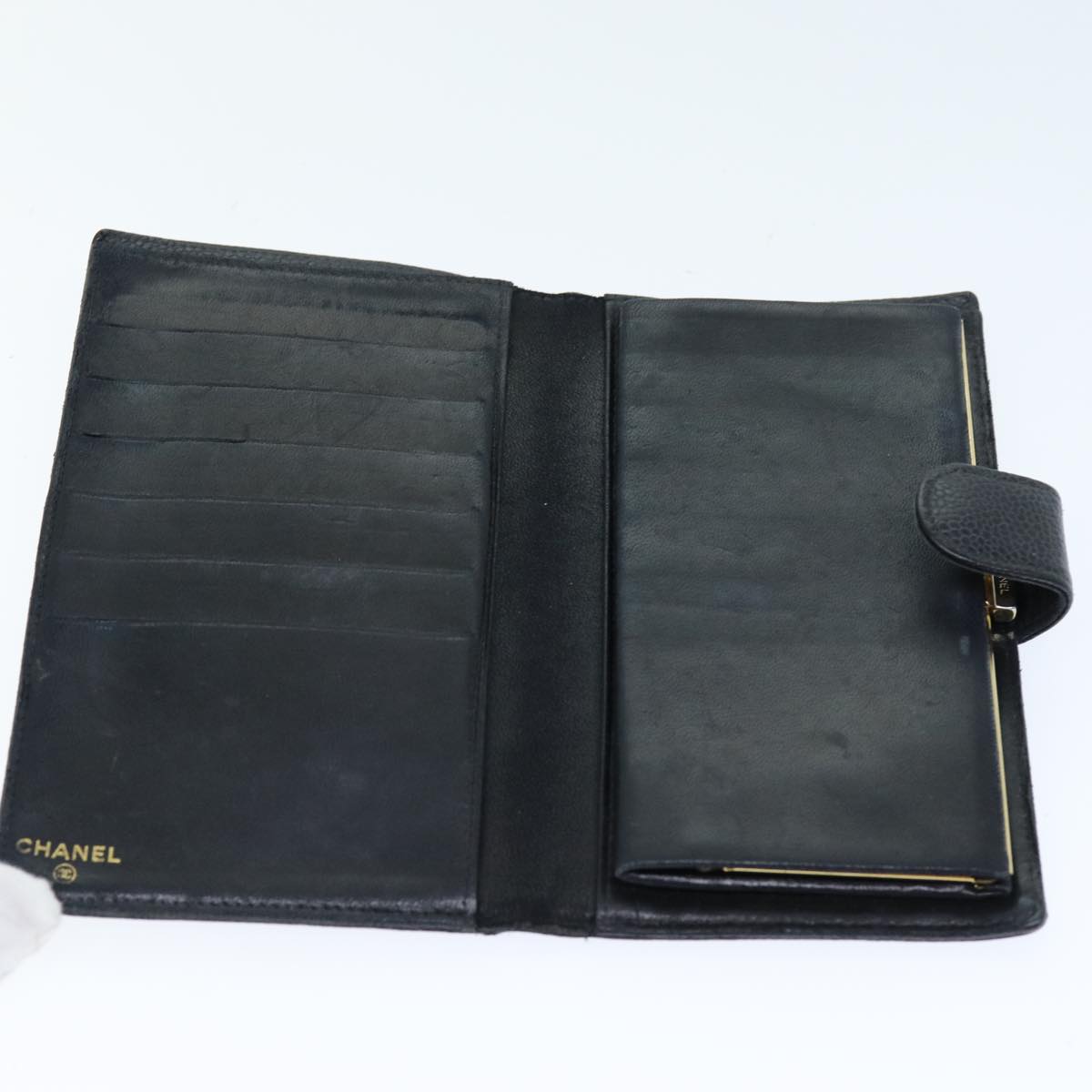 Top Quality Chanel COCO Mark Wallet Caviar Skin Black CC Auth bs14452