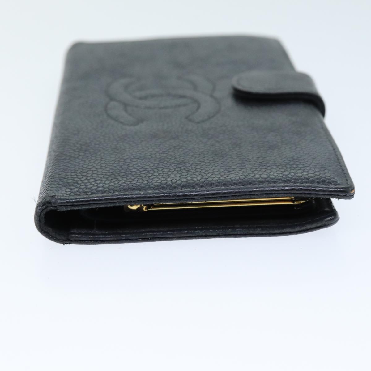 Top Quality Chanel COCO Mark Wallet Caviar Skin Black CC Auth bs14452