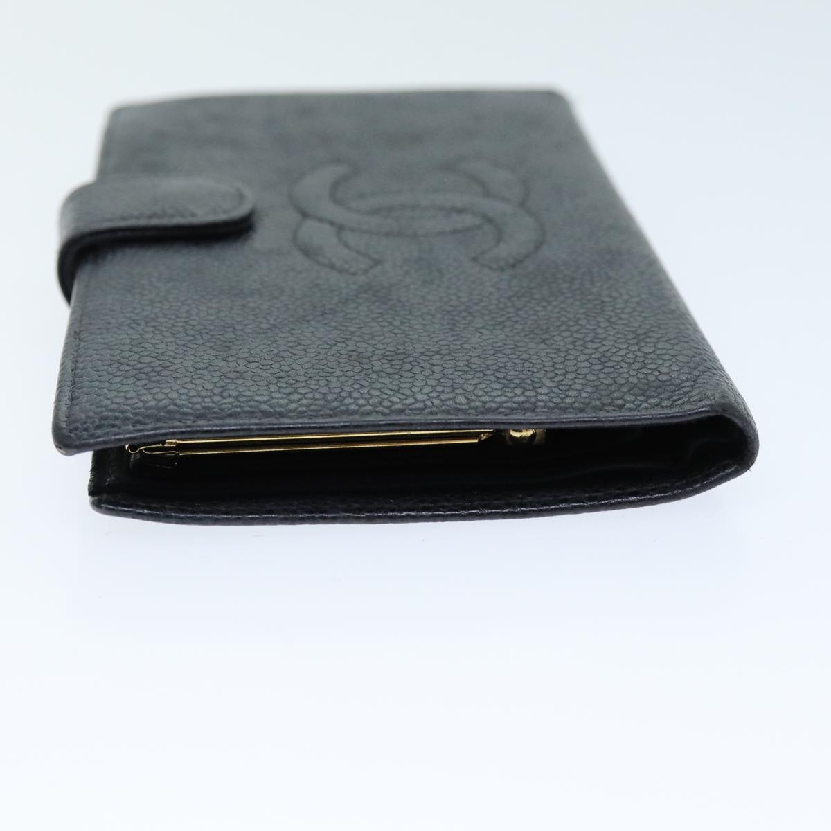 Top Quality Chanel COCO Mark Wallet Caviar Skin Black CC Auth bs14452