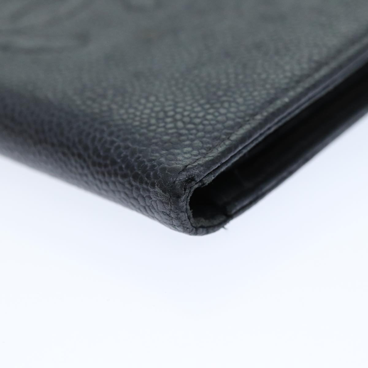 Top Quality Chanel COCO Mark Wallet Caviar Skin Black CC Auth bs14452