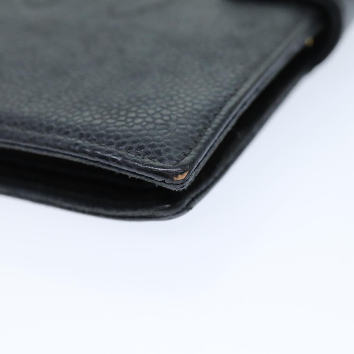 Top Quality Chanel COCO Mark Wallet Caviar Skin Black CC Auth bs14452