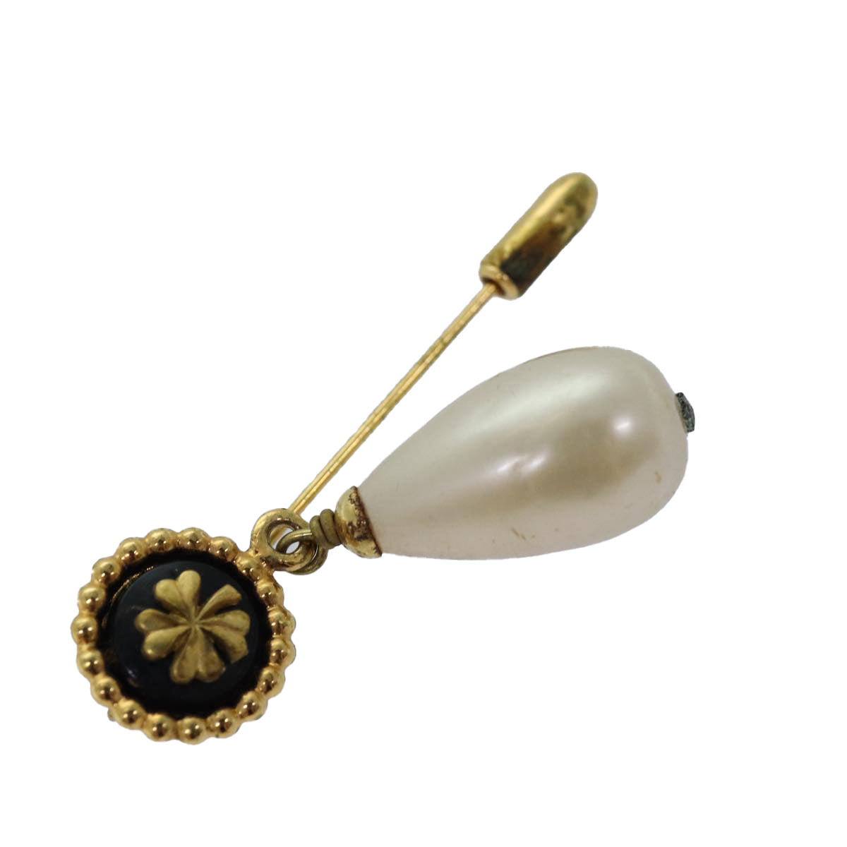 Top Quality Chanel Pearl Brooch metal Gold CC Auth bs14533