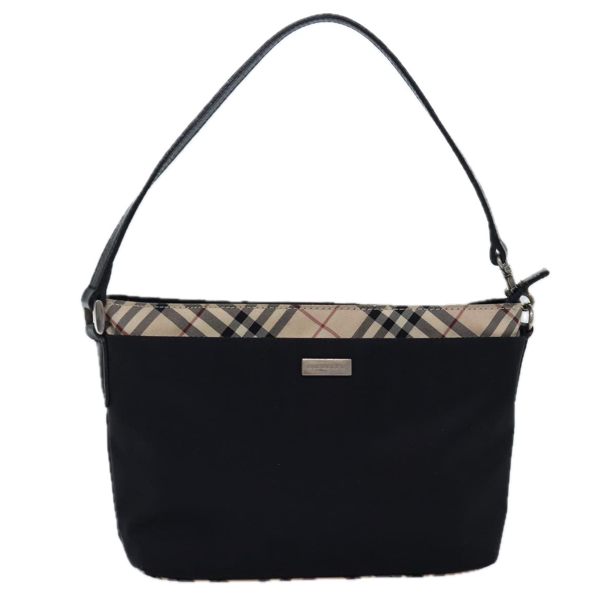 BURBERRY Nova Check Shoulder Bag Nylon Black Beige Auth bs14564