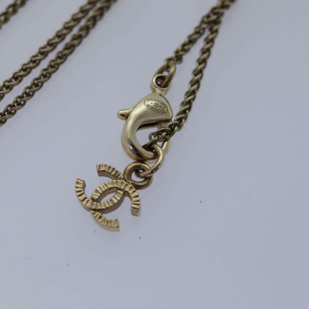 Top Quality Chanel Pearl Necklace metal Gold CC Auth bs14625