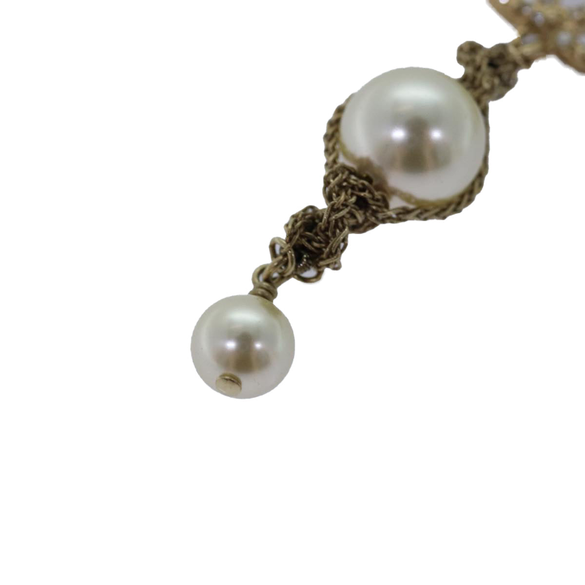 Top Quality Chanel Pearl Necklace metal Gold CC Auth bs14625