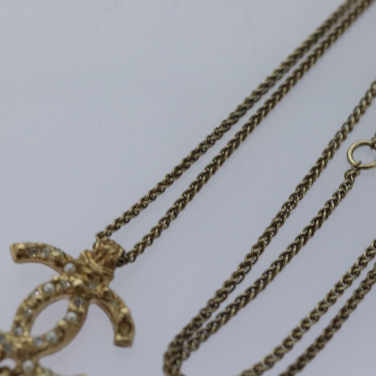 Top Quality Chanel Pearl Necklace metal Gold CC Auth bs14625