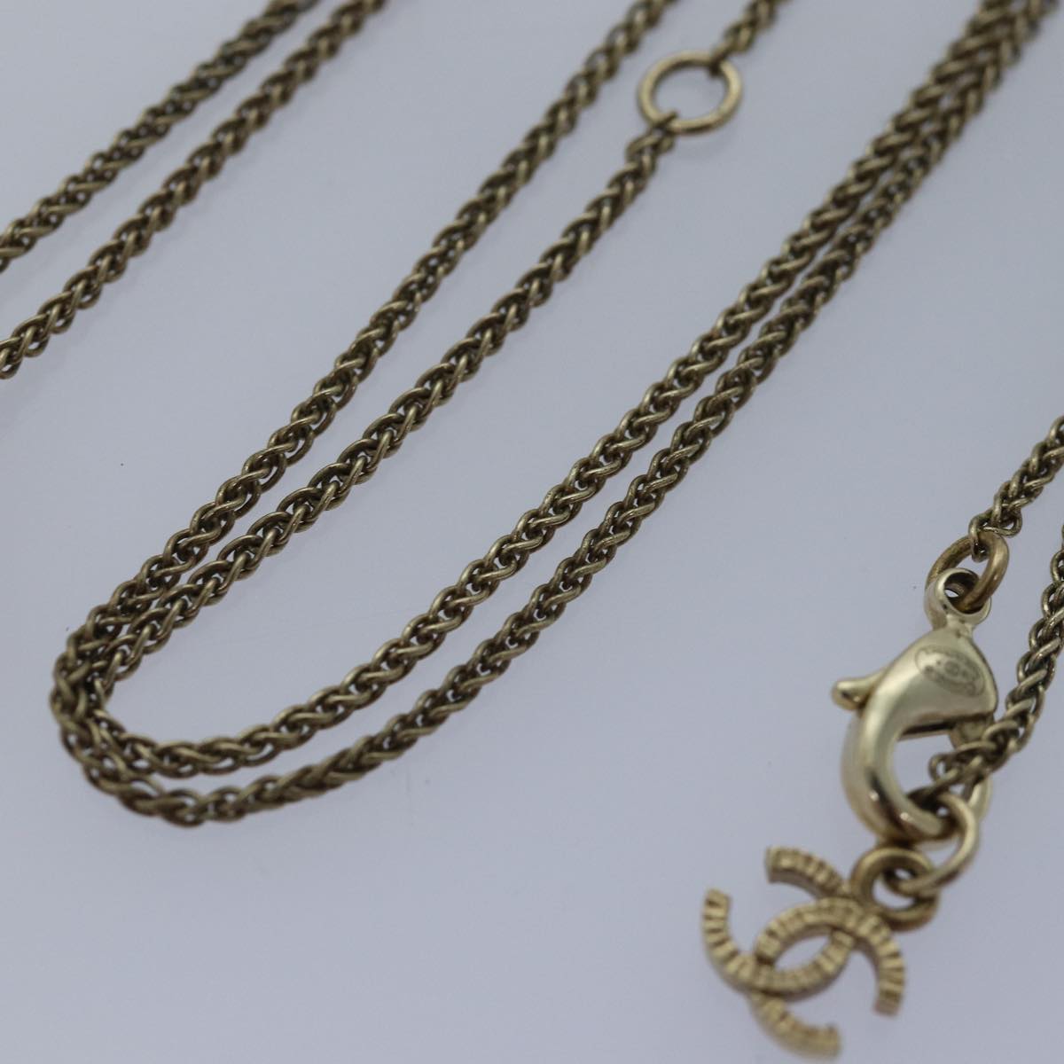 Top Quality Chanel Pearl Necklace metal Gold CC Auth bs14625